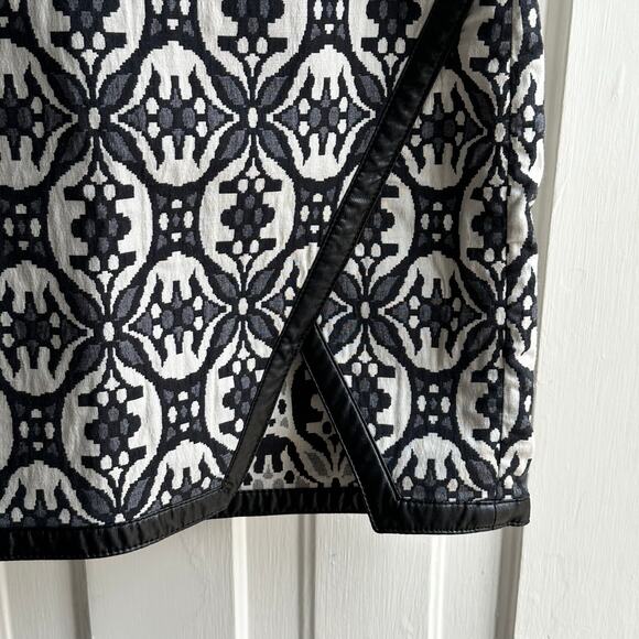 Express Tapestry Print Vegan Leather Trim Faux Wrap Skirt - Picture 4 of 7